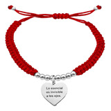 Pulsera Bolitas Frase Principito De Plata 925 Roja