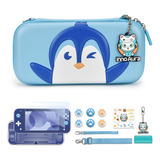 Kit De Accesorios Para Nintendo Switch Lite Funda Pingüinos