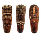 Mascara Africana Talladas En Madera ( Set De 3 Piezas) 