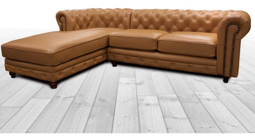 Sala Esquinera De Piel Genuina Chesterfield  G - Confortopie