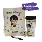 Kit Cuaderno Pasta Dura+vaso+bolígrafo+boton Personalizado