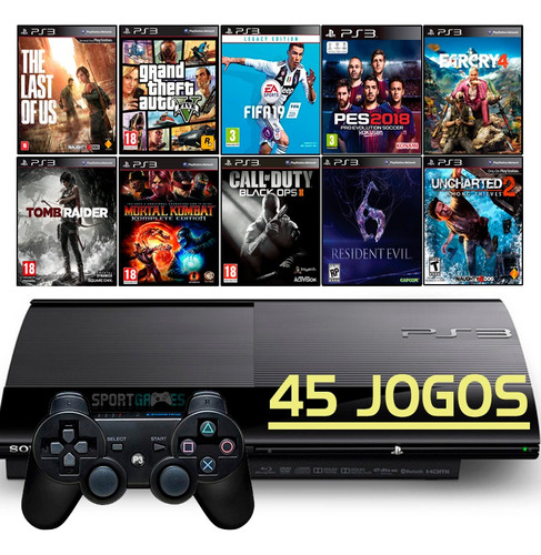 Sony Ps3 Playstation 3 Super Slim 250gb Grand Theft Auto V - 45 Jogos