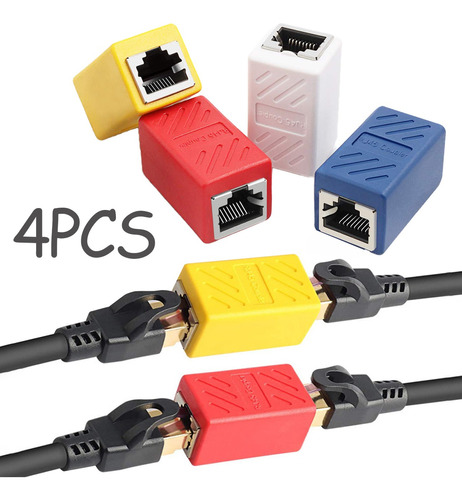 Adaptador Conector Extensor De Red Rj45 Lan Ethernet 4pcs