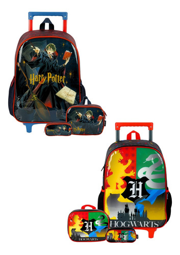 Kit Escolar Harry Potter Mochila Rodas + Lancheira + Estojo