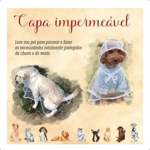 Capa Chuva Pet Transparente Dog Pet Cão 