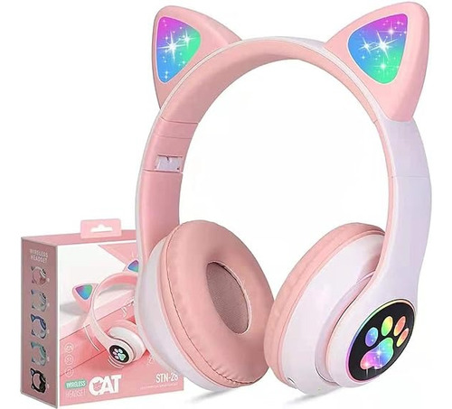 Audifonos Diadema Bluetooth Orejas De Gato Led