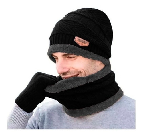 Touca Gorro Cachecol Térmica+ Luva Lã Proteção Frio Intenso 