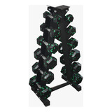 Rack 6 Pares Mancuernas Hexagonales Caucho Rvtsports 5-30lbs