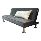 Futon Modelo Owen Sofa Cama Pana Y Patas Cromadas Sillon