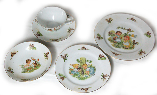 Juego Taza Y Platos Porcelana Tsuji Antiguas