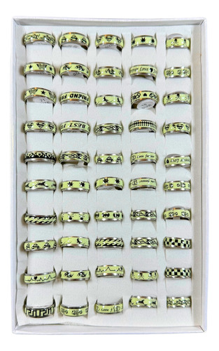 50 Anillos De Acero Inoxidable Fluorescentes Mayoreo