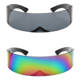 2pcs Gafas De Sol Con Visera Envolvente Futurista Gafas Con