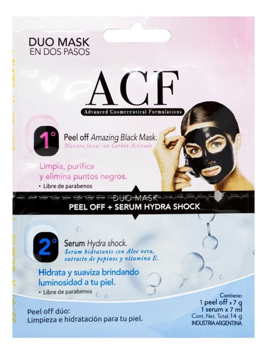 Acf Duo Máscara Facial Carbón Peel Off + Serum Hidratante