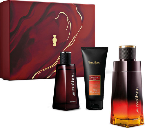 Kit Perfume Malbec X Tradicional E Sabonete Líquido Masculino Fragrância Intensa Oboticário Promoção Pai Namorado Macho(3 Itens