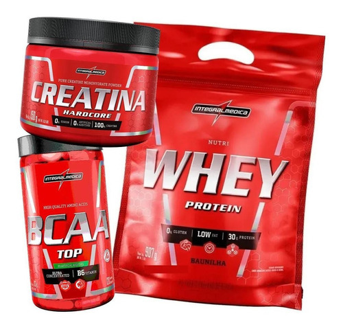 Kit Whey Protein 907g + Bcaa + Creatina Integral Medica