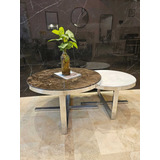 Mesas Living Nido Marmol Marron Emp - Carrara. Cromo. Sale