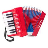 Acordeon Musical For Niño 17 Teclas 8 Bajos Rojo