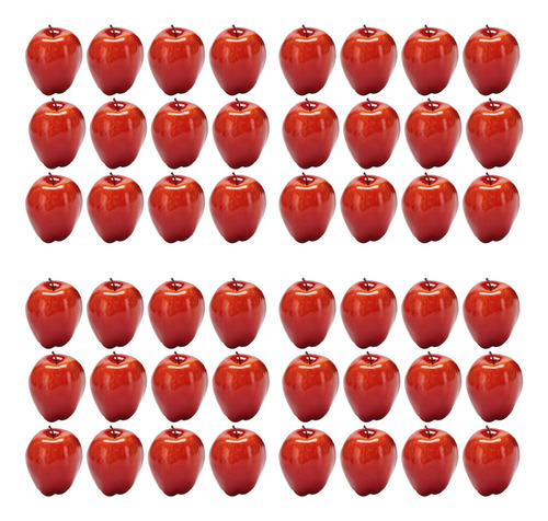48 Piezas De Manzanas Artificiales Rojas Deliciosas Para Coc