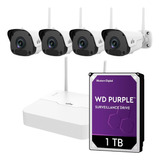 Kit Wifi Videovigilancia Ip 4 Cámaras Bullet + Nvr + Hdd 1tb