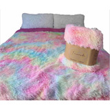 Cobertor Ligero Pelo Alto Matrimonial (arcoíris)