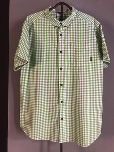 Camisa De Caballero Columbia Talla X L Verde Limón Cuadros