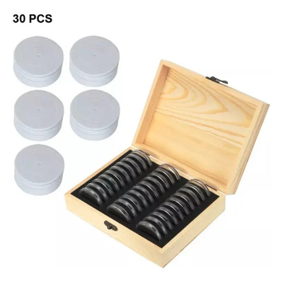 Estuche Madera Para 30 Monedas Capsulas Arillo Ajustable | Envío gratis