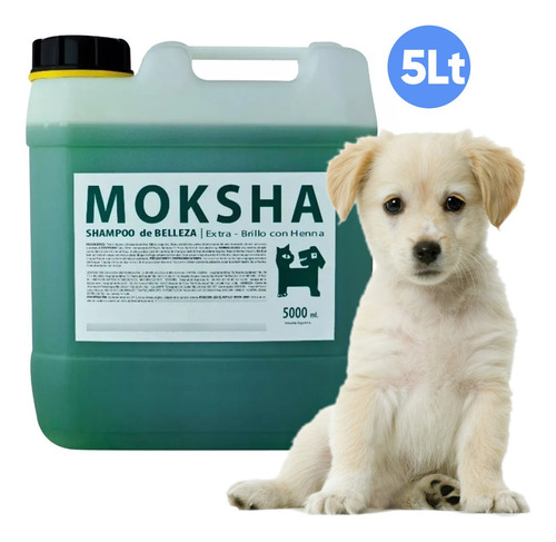 Shampoo Perro Gato Henna Moksha X 5 Litros Extra Brillo Fragancia Manzana Verde Tono De Pelaje Recomendado Cualquiera