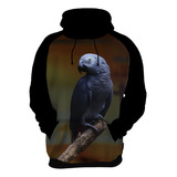 Moletom Casaco Aves Silvestres Papagaio Cinzento Natureza 5