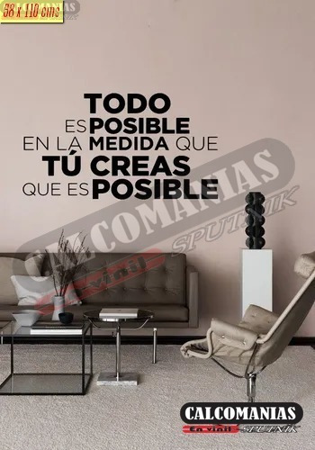 Vinil Decorativo Para Pared Frases Letras Todo Es Posible En