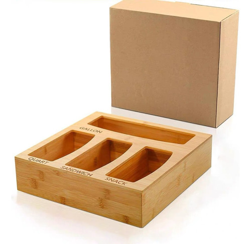 Fresh Bag Caja De Almacenaje Bambú 4 Compartimentos