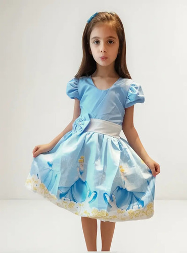 Vestido Infantil Festa Temático Estampas Lindas Luxo | Parcelamento sem juros