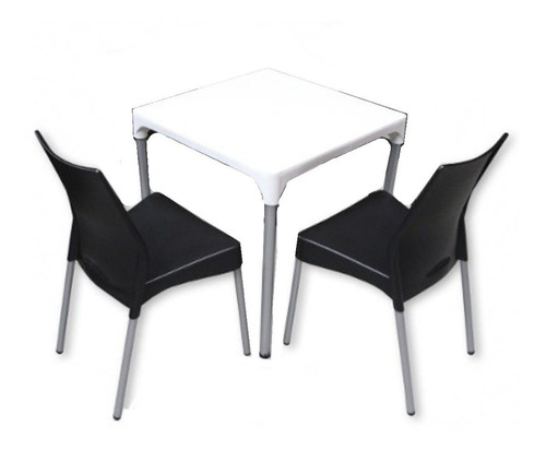 Silla Malba Apilable Plastica X2 + Mesa Lupe Jardin Balcon 