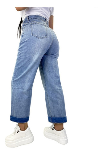 Pantalon Jeans Recto Basico De Mujer, Rigidos Hq3385