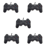 Kit 5 Dualshock 2 Com Fio Ps2 Preto Lotus Lt-ct007