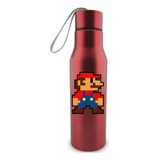 Termo Mario Bros Pixe Botilito Botella Aluminio Rojo 650 Ml 