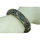 Bracelete Pulseira Bali Flor Folha Esmaltado (l46) Prata 925