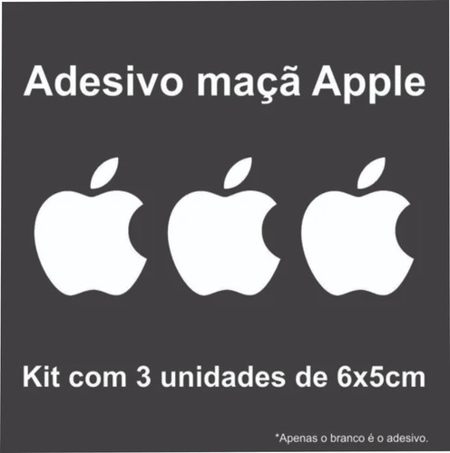 Kit 3 Adesivos Logo Maçã Apple Mac Ios iPhone iPad iPod