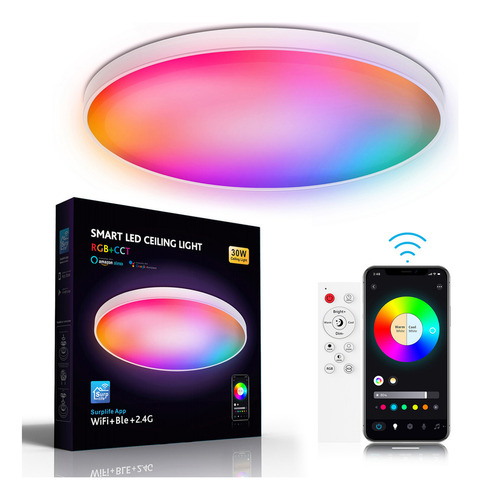 Lámpara Techo Inteligente 30w Rgb Dimming 110v Wi-fi+bt 2.4g