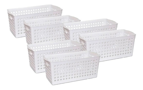 Organizador Rectangular Calado Plastico X 6 Un Colombraro Color Blanco