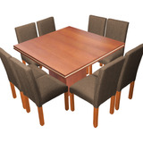 Juego Comedor Mesa Trc 130x130+ 8 Sillas Chenille