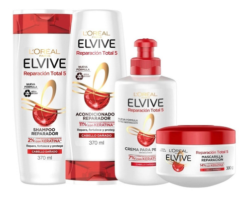 Kit Elvive Reparacion Total5 Champu + Acond + Crema + Tratam