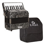 Acordeon Eagle Ega8b Preto 8 Baixos 22 Teclas Com Capa Bag