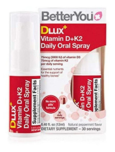 Betteryou Dluxplus Vit D K2 Diario Spray Oral 0.4 Fl Oz