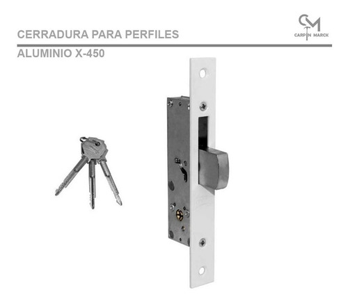 Cerradura Chapa Puerta De Aluminio Perfiles Embutir Mod. 450
