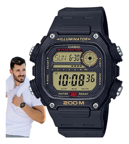 Relogio Casio Masculino Digital 10anos Bateria Preto Dw-291h