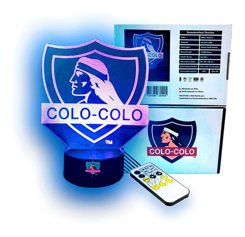 Lámpara Oficial 3d Colo Colo + Control Remoto Premium