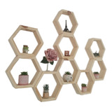  Kit 10 Nichos Prateleira De Parede Hexagonal Colmeia 