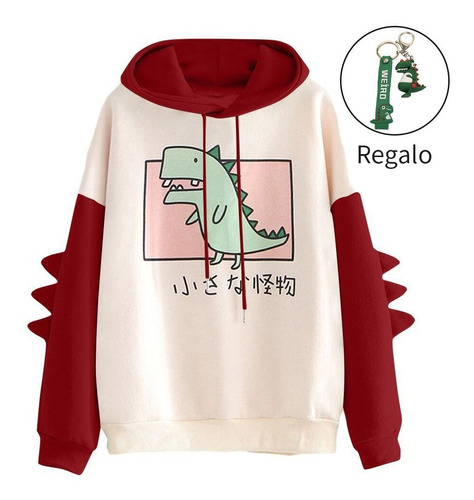 Sudadera Con Capucha De Dinosaurios Manga Larga Para Mujer