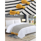 Piecera De Cama 2p Y King Tejidas Con Flecos 210*70 Cms 