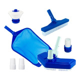 Kit Limpeza Piscina Aspirador Peneira Escova Clorador